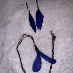 feather necklace and earring set